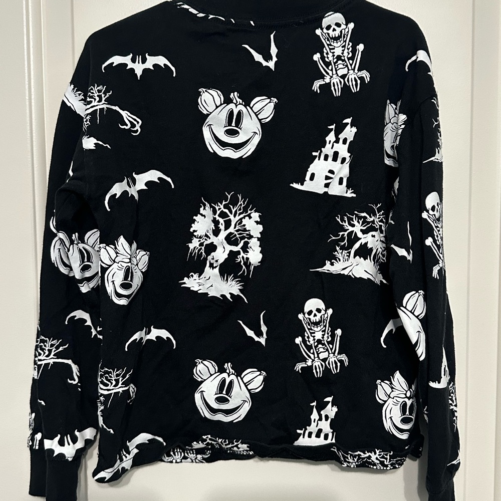 Disney Mickey Mouse Halloween Long Sleeve Shirt Kids Size 7/8 Black Spooky Tee